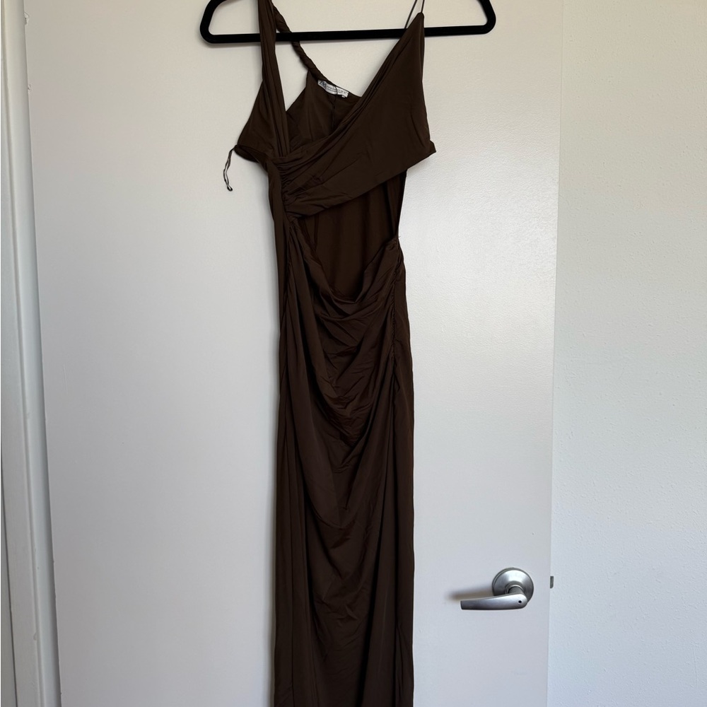 Zara CUT OUT RUCHED DRESS brown - Picture 2 of 5